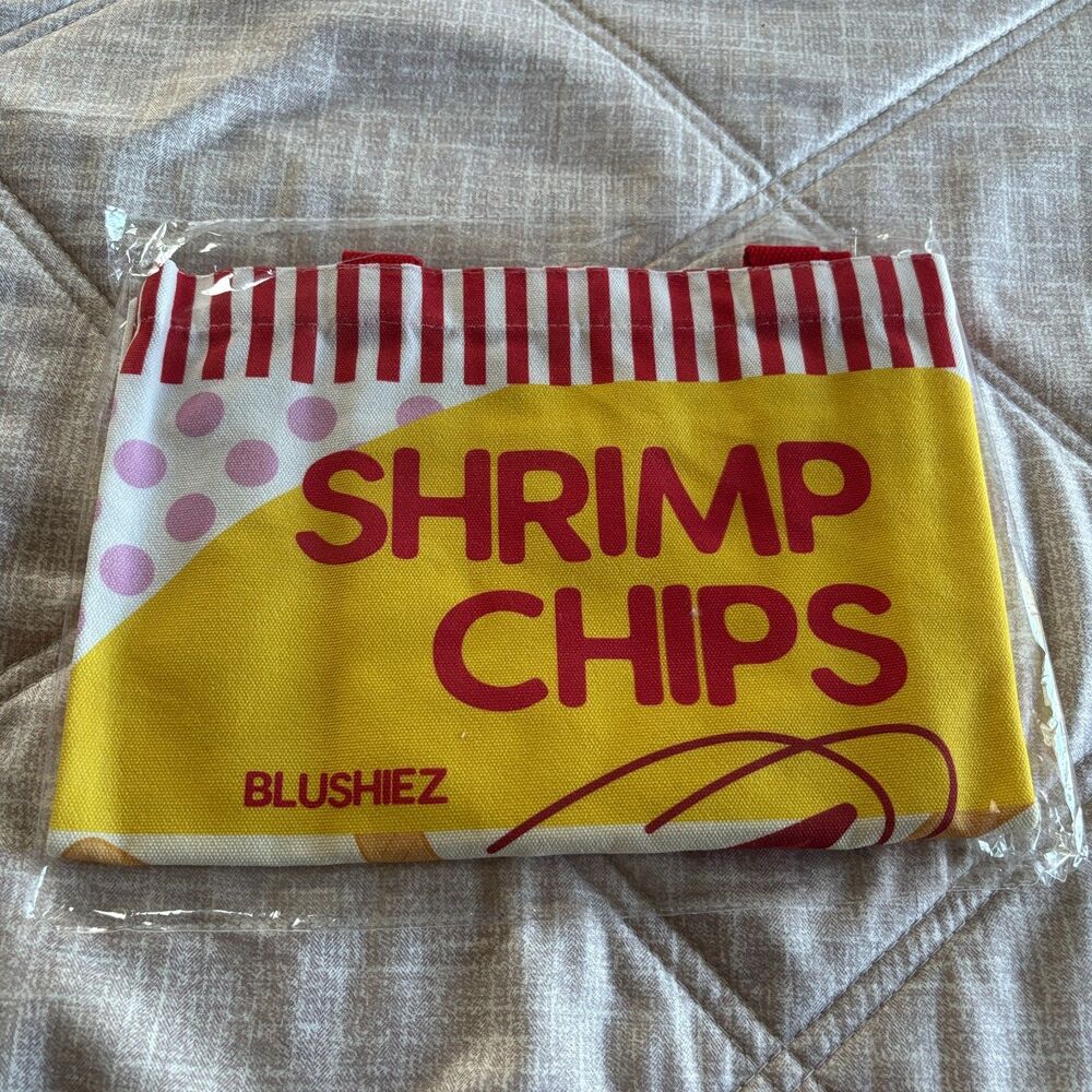 NWT Blushiez Shrimp Chips Canvas Tote Bag Kawaii Snack Novelty Book Bag